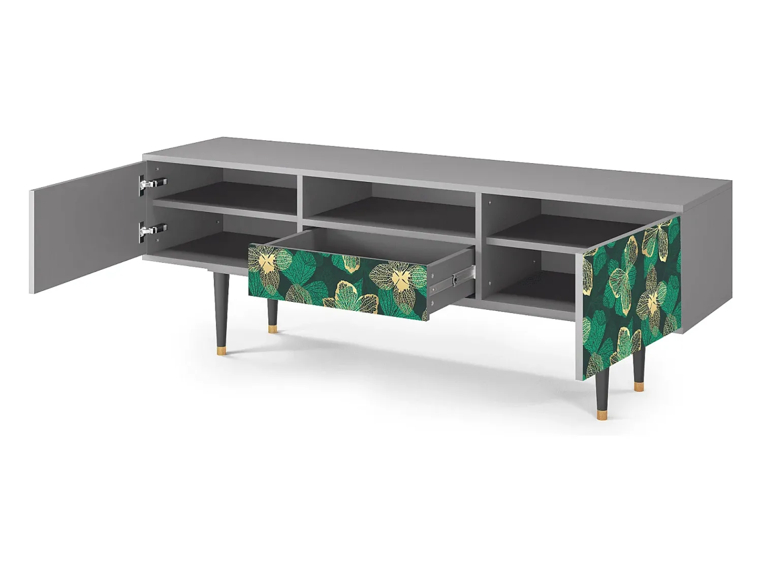 Mueble de TV - 170х59х41 cm - T6 - Green Flower, Cinza^ Móvel De Tv