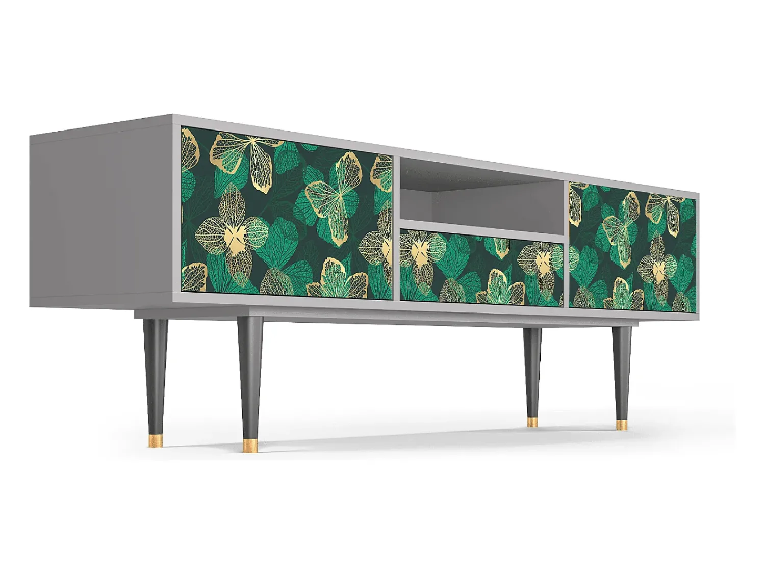 Mueble de TV - 170х59х41 cm - T6 - Green Flower, Cinza^ Móvel De Tv