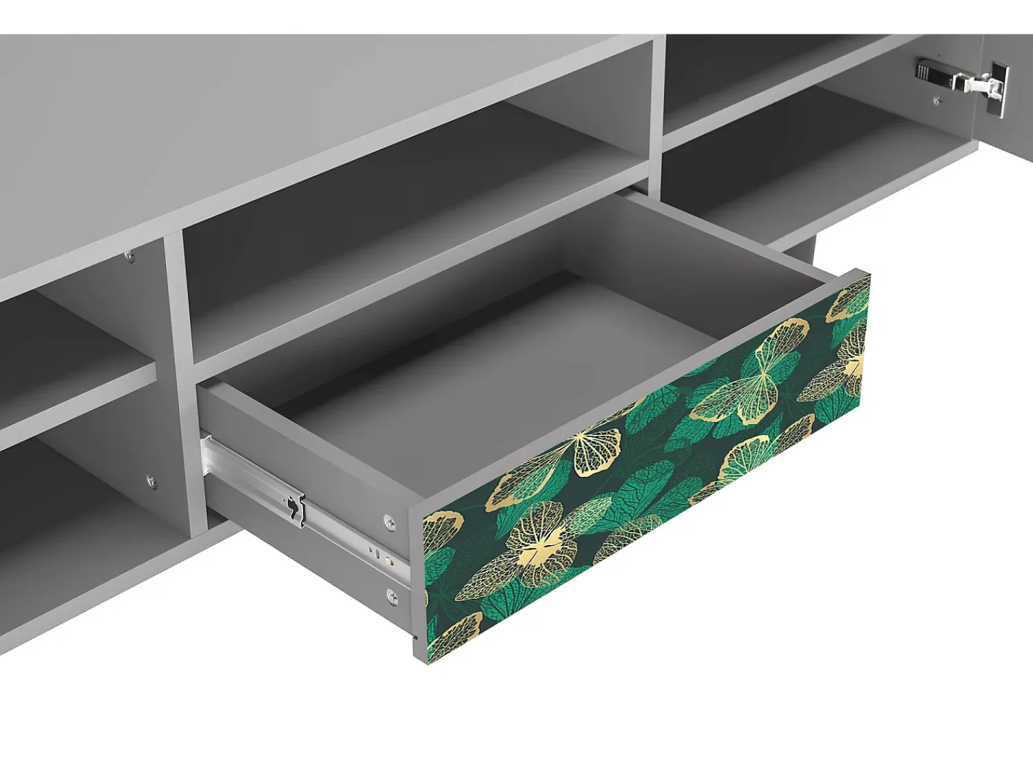 Mueble de TV - 170х59х41 cm - T6 - Green Flower, Cinza^ Móvel De Tv