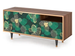 Móvel De Tv| Mueble de TV - 125х56х41 cm - T7 - Green Flower, Nogueira Castanho