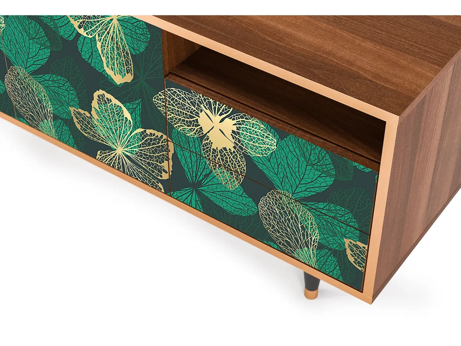 Móvel De Tv| Mueble de TV - 125х56х41 cm - T7 - Green Flower, Nogueira Castanho