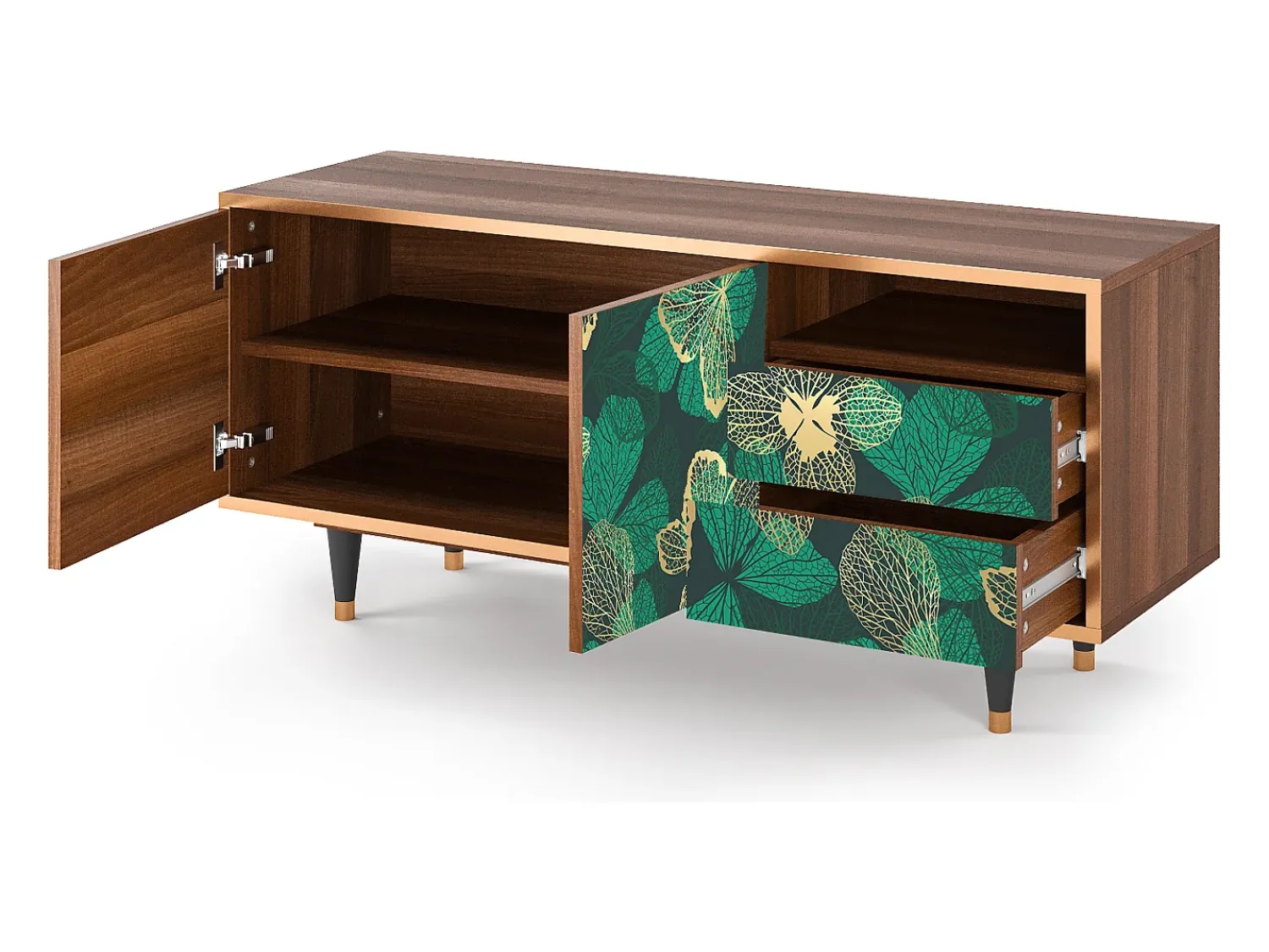 Móvel De Tv| Mueble de TV - 125х56х41 cm - T7 - Green Flower, Nogueira Castanho