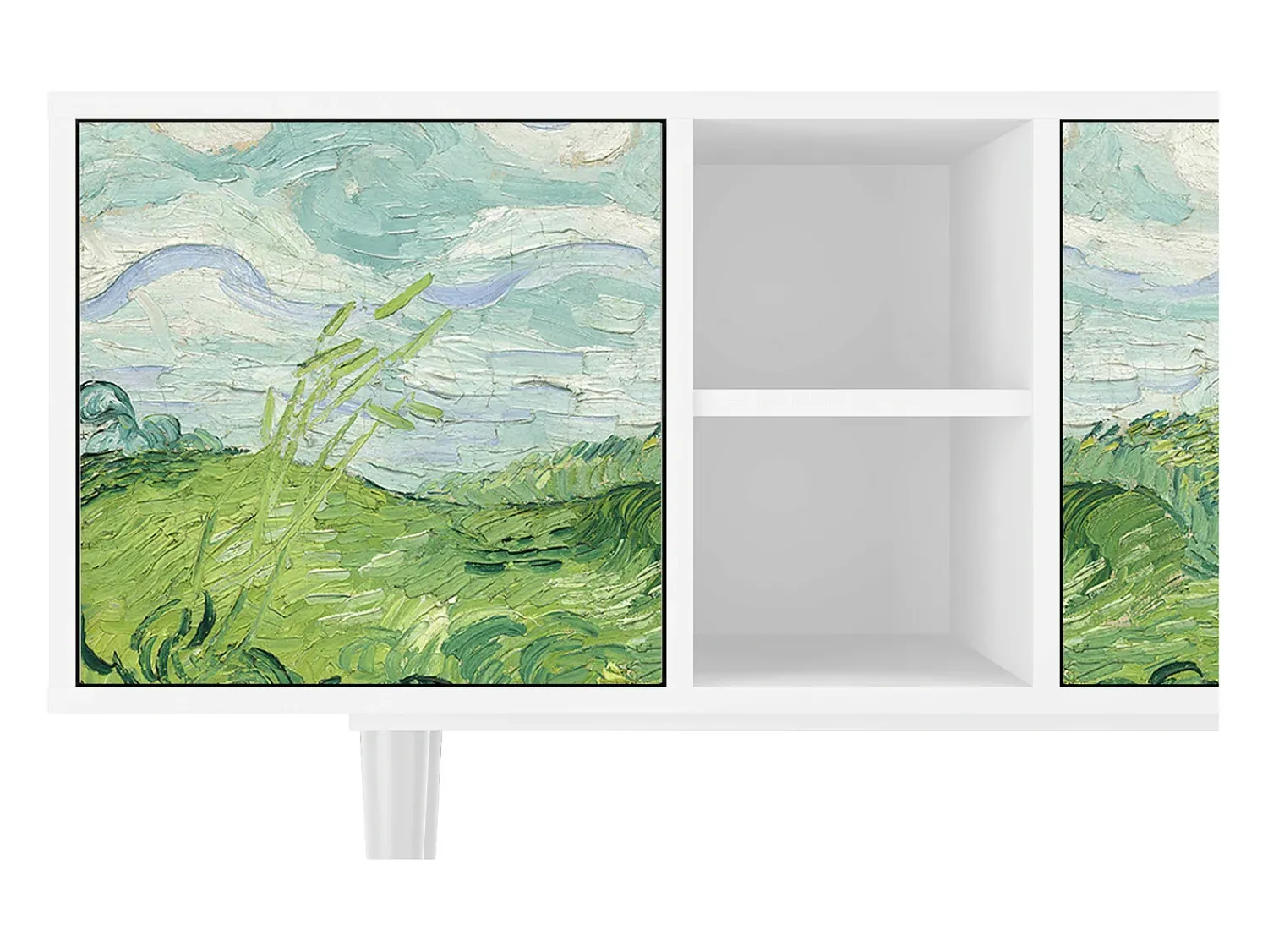 Móvel De Tv| Mueble de TV - 150х69х41 cm - T5 - Green Wheat Fields, Branco Bege