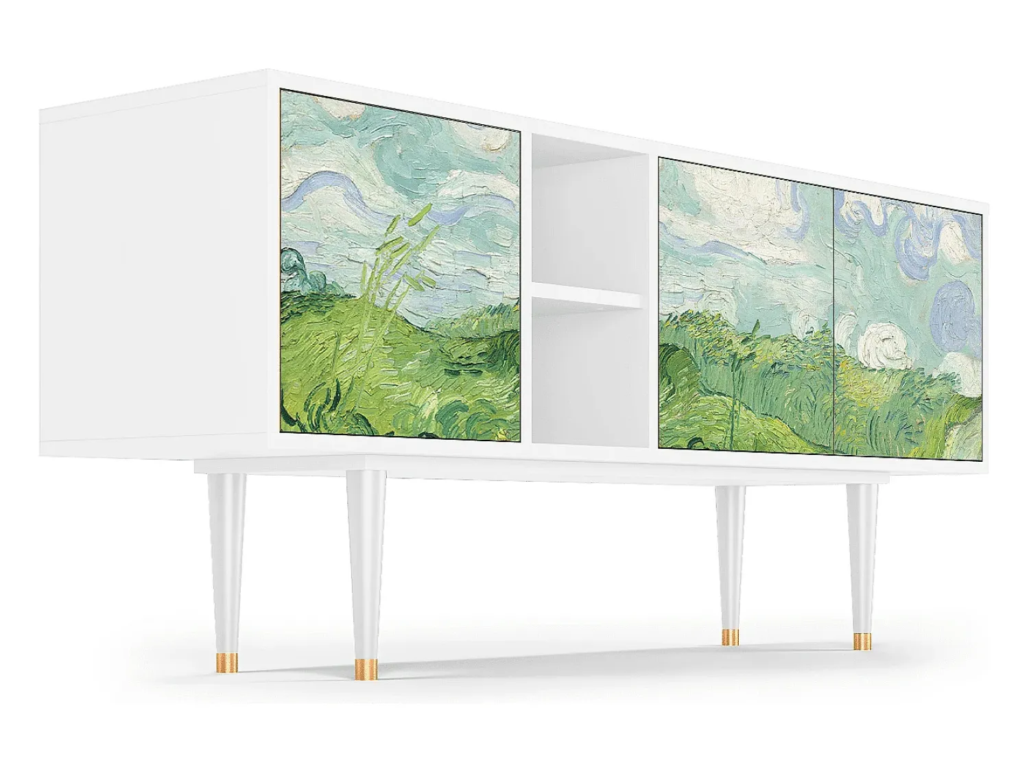Móvel De Tv| Mueble de TV - 150х69х41 cm - T5 - Green Wheat Fields, Branco Bege