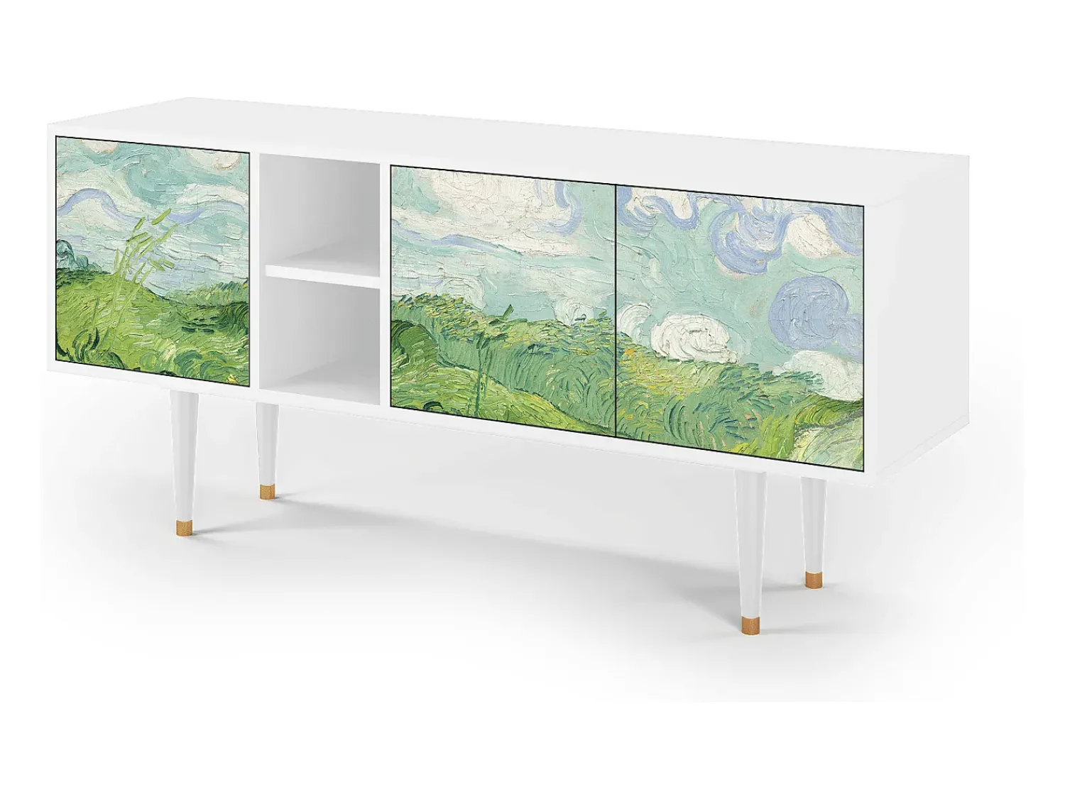 Móvel De Tv| Mueble de TV - 150х69х41 cm - T5 - Green Wheat Fields, Branco Bege