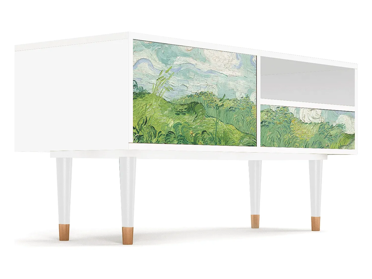 Móvel De Tv* Mueble de TV - 115х59х48 cm - T3 - Green Wheat Fields, Branco Bege