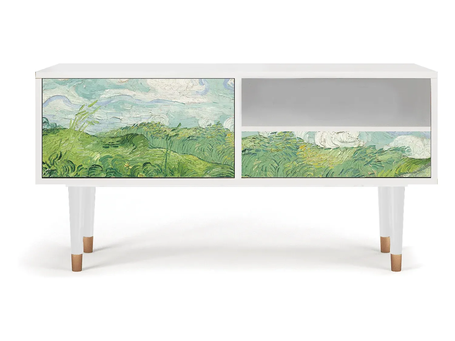 Móvel De Tv* Mueble de TV - 115х59х48 cm - T3 - Green Wheat Fields, Branco Bege