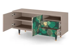 Móvel De Tv* Mueble de TV - 125х56х41 cm - T7 - Green Flower, Latte Bege