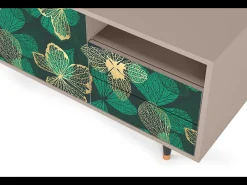 Móvel De Tv* Mueble de TV - 125х56х41 cm - T7 - Green Flower, Latte Bege