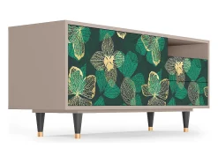 Móvel De Tv* Mueble de TV - 125х56х41 cm - T7 - Green Flower, Latte Bege