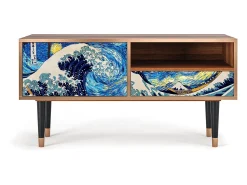 Móvel De Tv* Mueble de TV - 115х59х48 cm - T3 - Great Wave, Nogueira Castanho