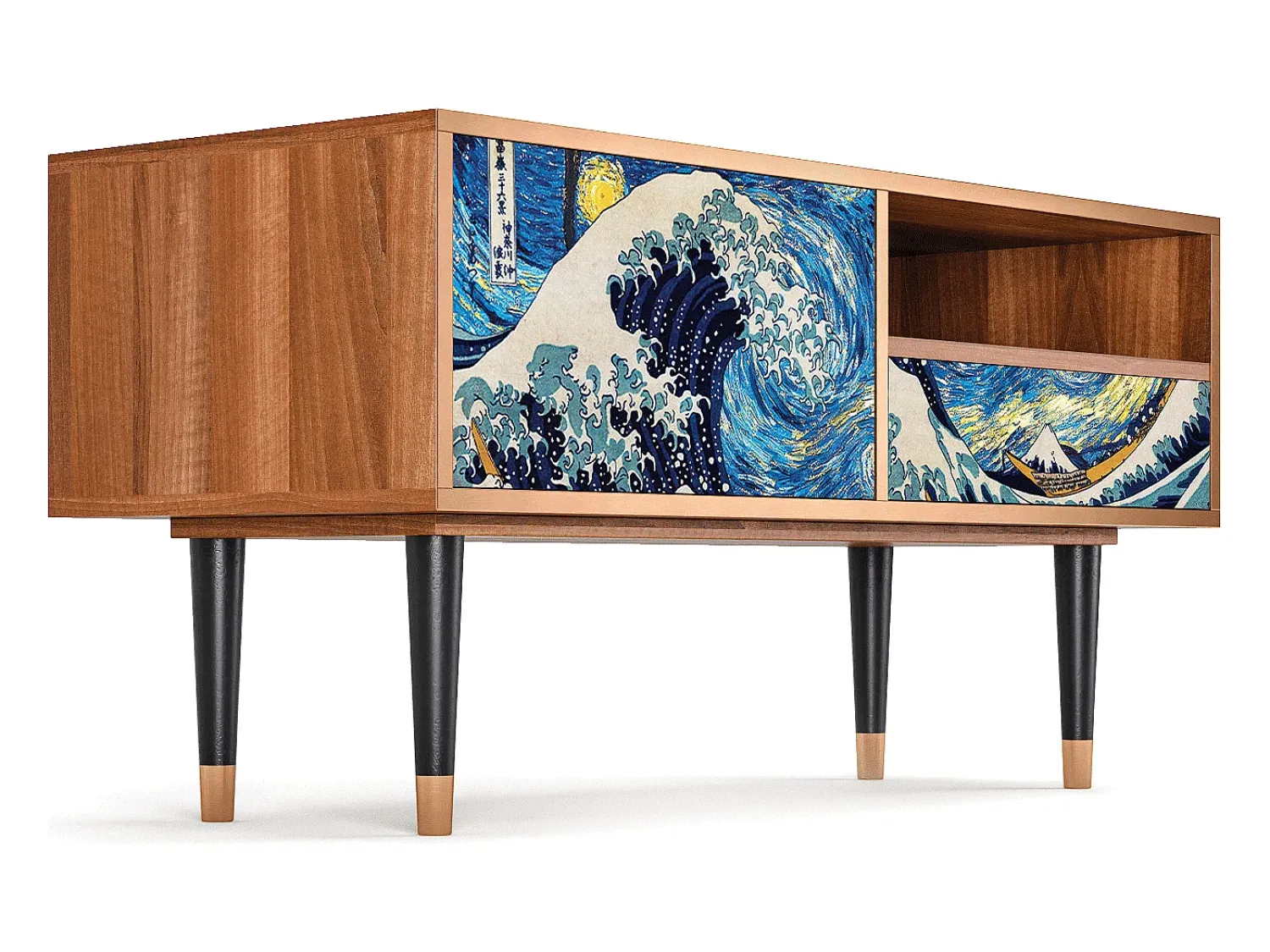 Móvel De Tv* Mueble de TV - 115х59х48 cm - T3 - Great Wave, Nogueira Castanho