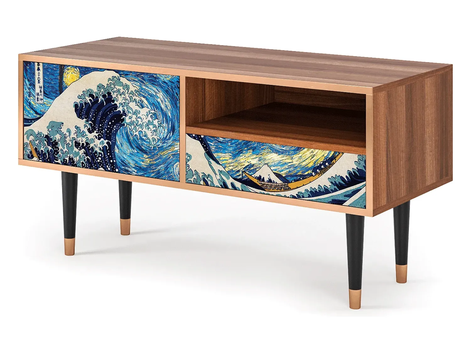 Móvel De Tv* Mueble de TV - 115х59х48 cm - T3 - Great Wave, Nogueira Castanho