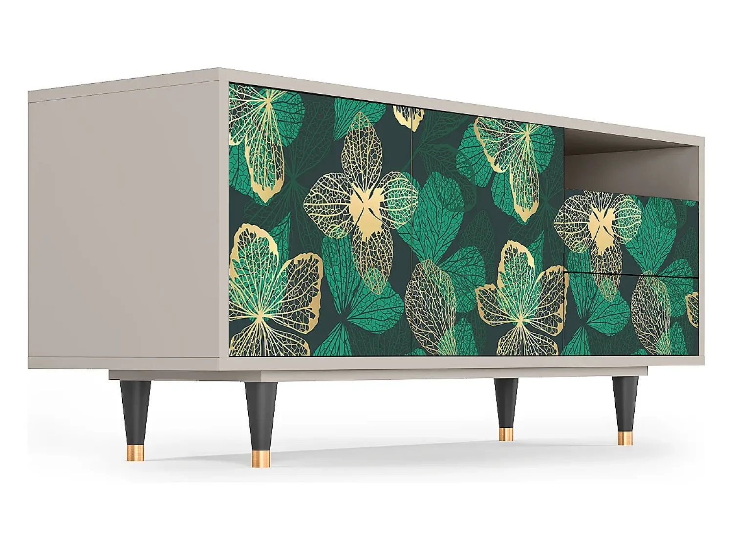 Móvel De Tv| Mueble de TV - 125х56х41 cm - T7 - Green Flower, Areia Bege