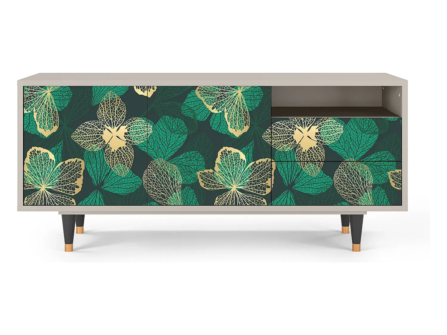 Móvel De Tv| Mueble de TV - 125х56х41 cm - T7 - Green Flower, Areia Bege