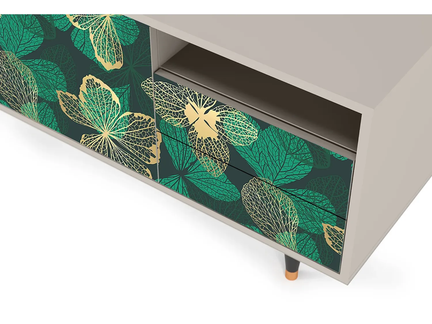 Móvel De Tv| Mueble de TV - 125х56х41 cm - T7 - Green Flower, Areia Bege