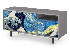 Móvel De Tv| Mueble de TV - 125х56х41 cm - T7 - Great Wave, Cinza Cinzento