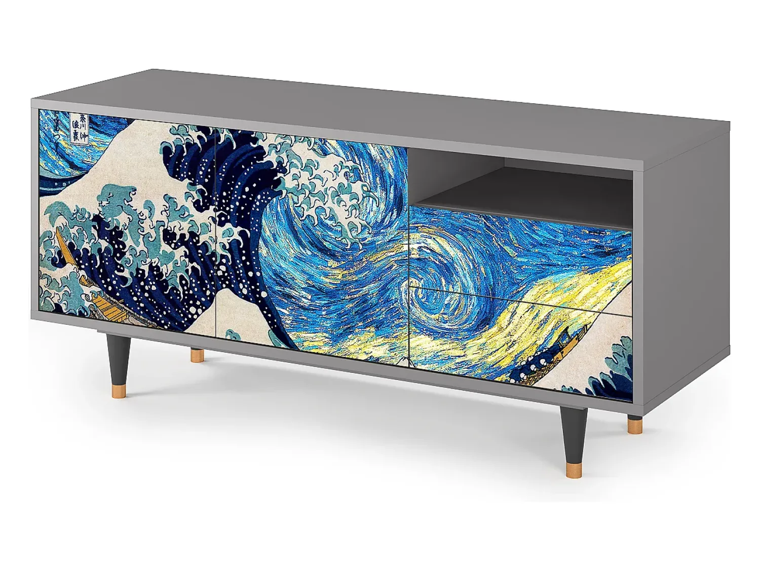 Móvel De Tv| Mueble de TV - 125х56х41 cm - T7 - Great Wave, Cinza Cinzento