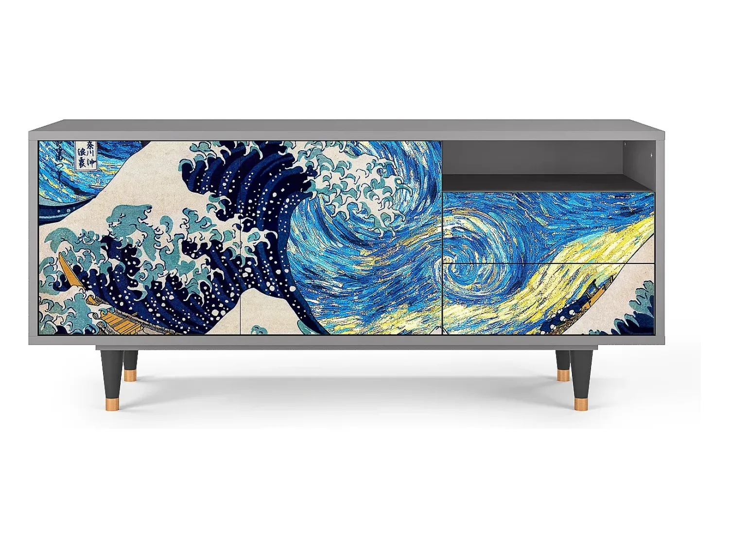 Móvel De Tv| Mueble de TV - 125х56х41 cm - T7 - Great Wave, Cinza Cinzento