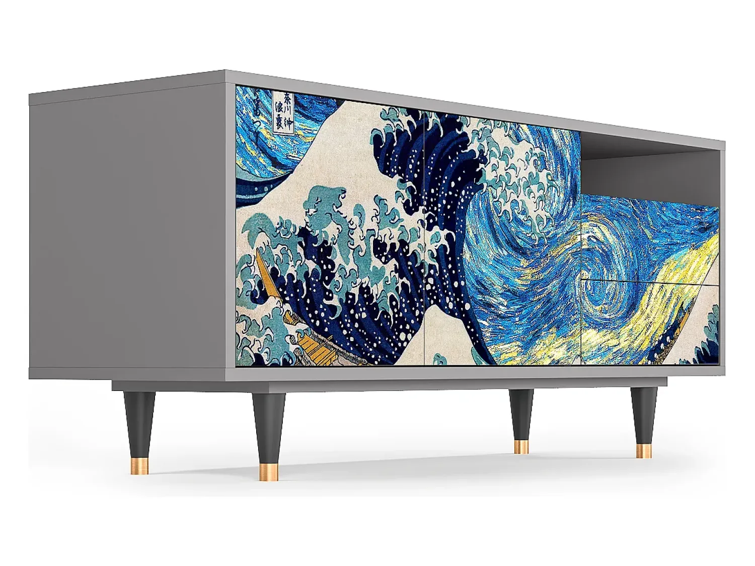 Móvel De Tv| Mueble de TV - 125х56х41 cm - T7 - Great Wave, Cinza Cinzento