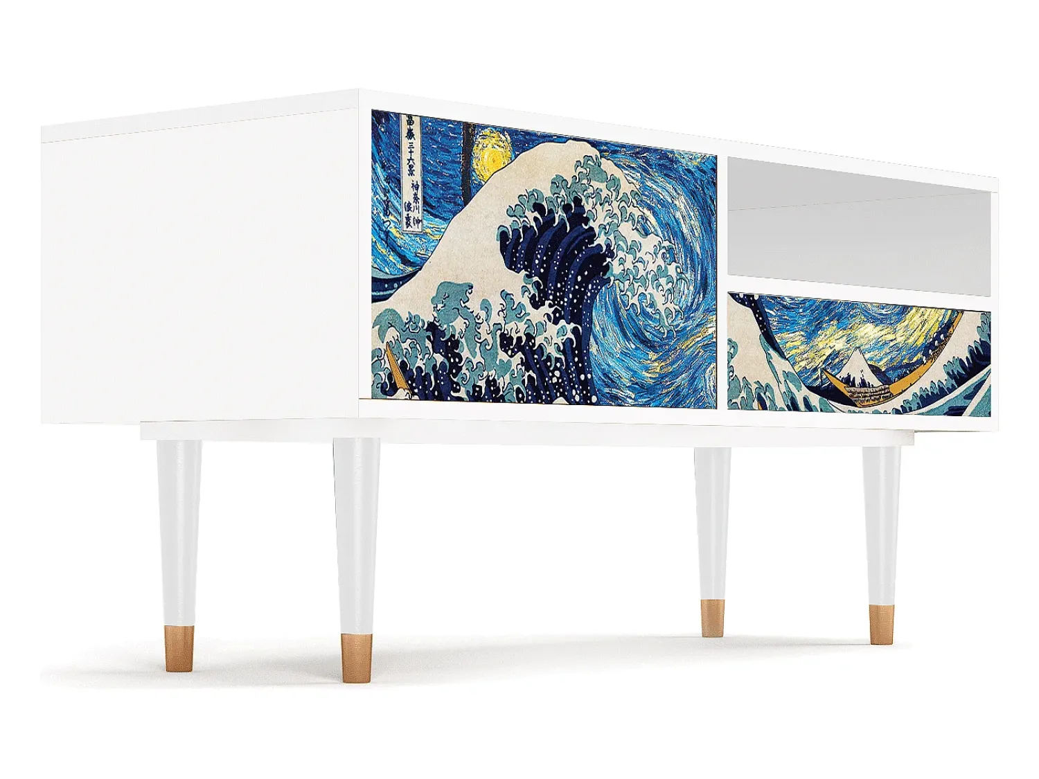 Mueble de TV - 115х59х48 cm - T3 - Great Wave, Branco^ Móvel De Tv