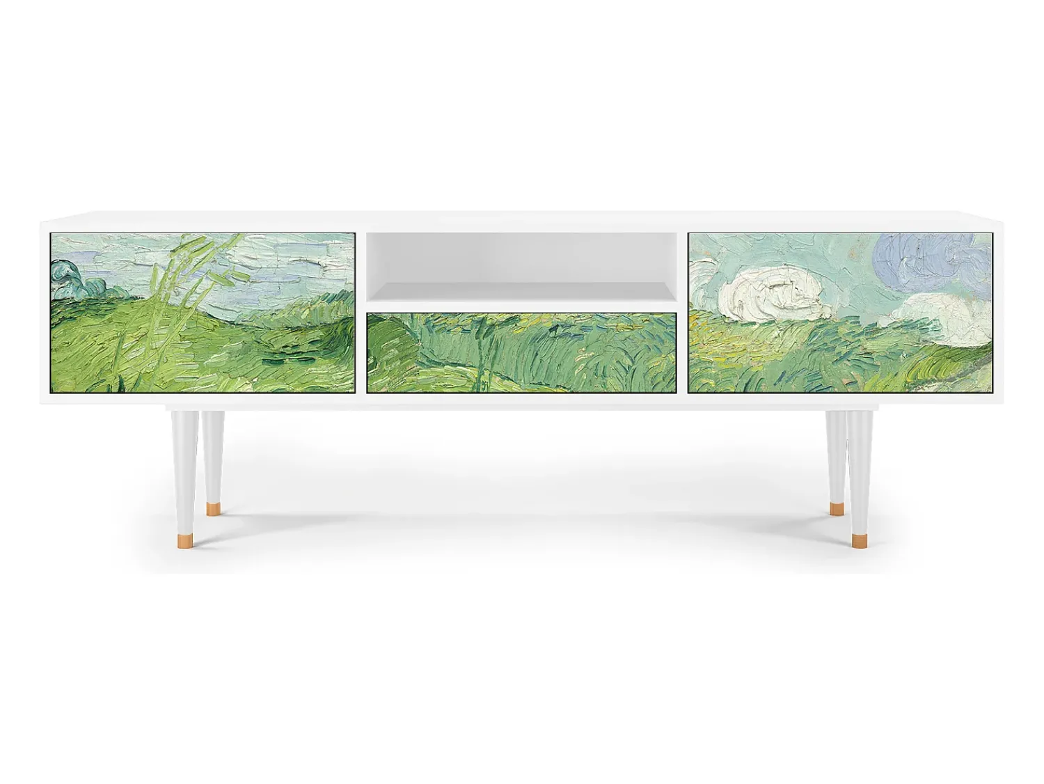 Móvel De Tv* Mueble de TV - 170х59х41 cm - T6 - Green Wheat Fields, Branco Bege