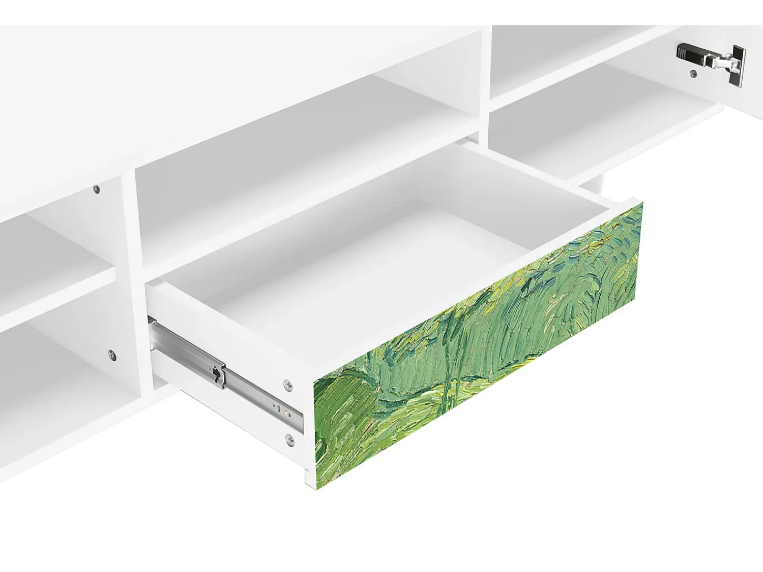 Móvel De Tv* Mueble de TV - 170х59х41 cm - T6 - Green Wheat Fields, Branco Bege