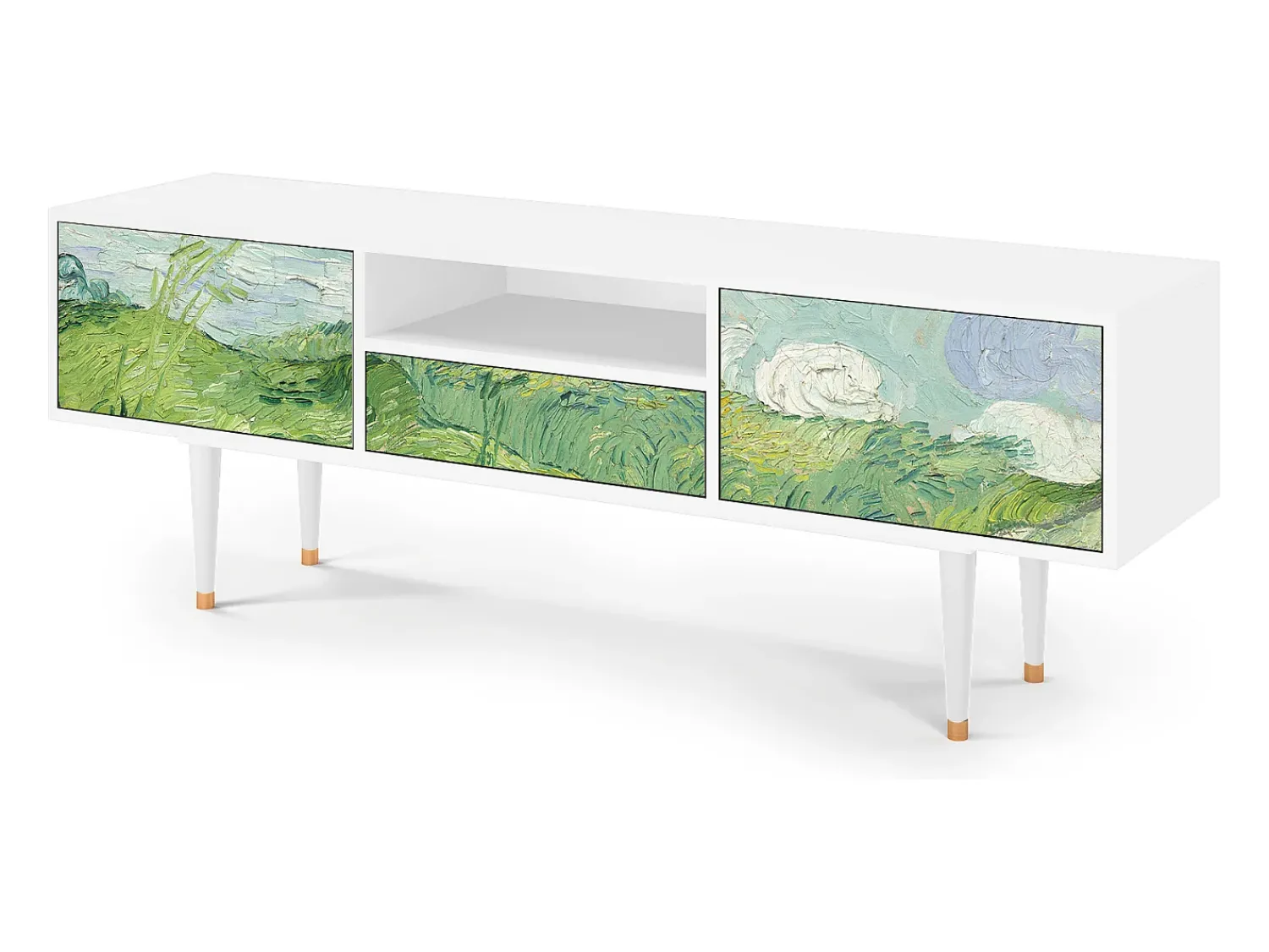 Móvel De Tv* Mueble de TV - 170х59х41 cm - T6 - Green Wheat Fields, Branco Bege