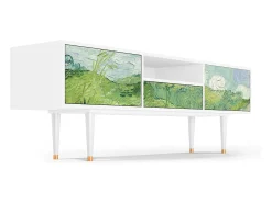 Móvel De Tv* Mueble de TV - 170х59х41 cm - T6 - Green Wheat Fields, Branco Bege