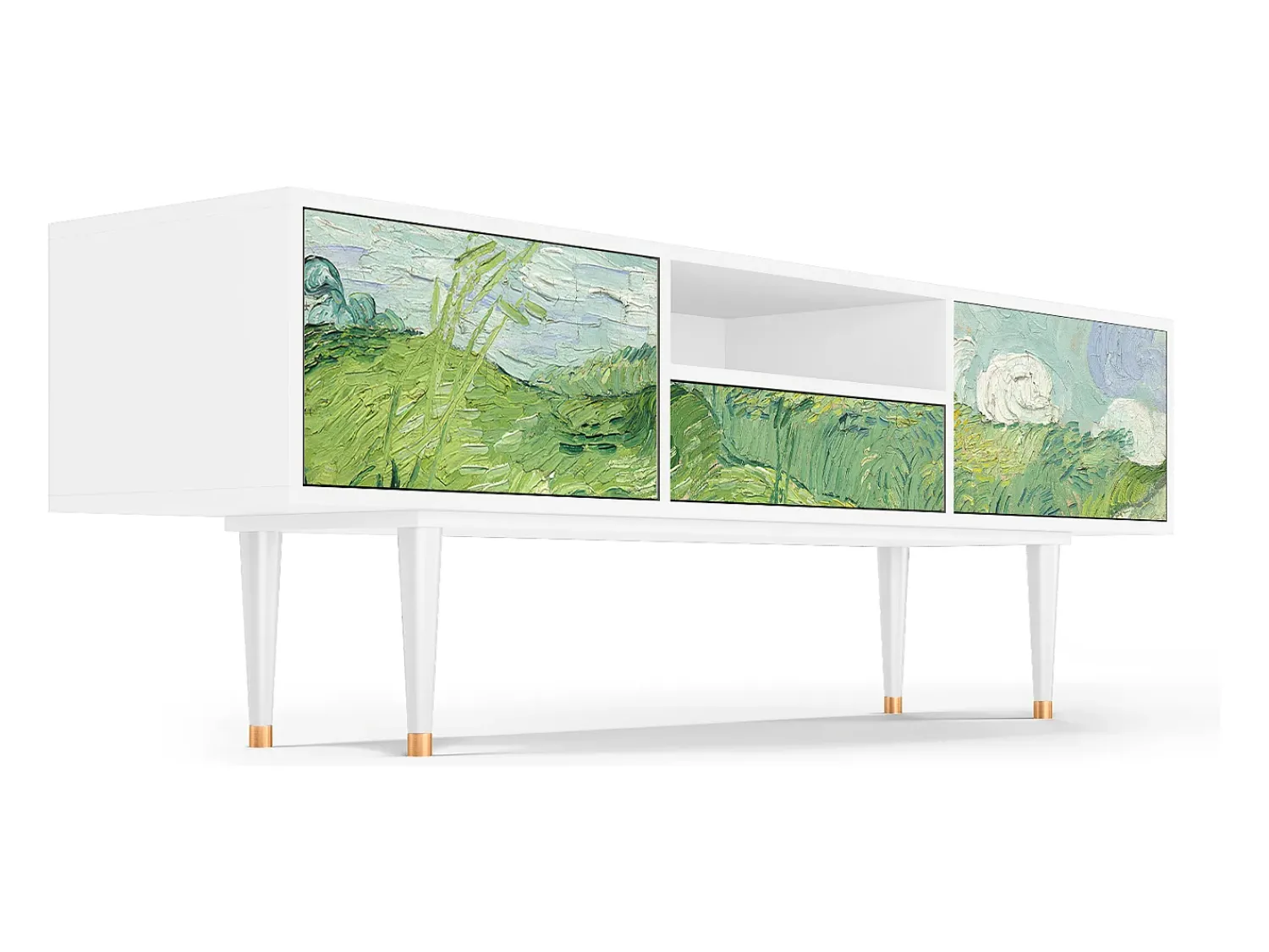 Móvel De Tv* Mueble de TV - 170х59х41 cm - T6 - Green Wheat Fields, Branco Bege