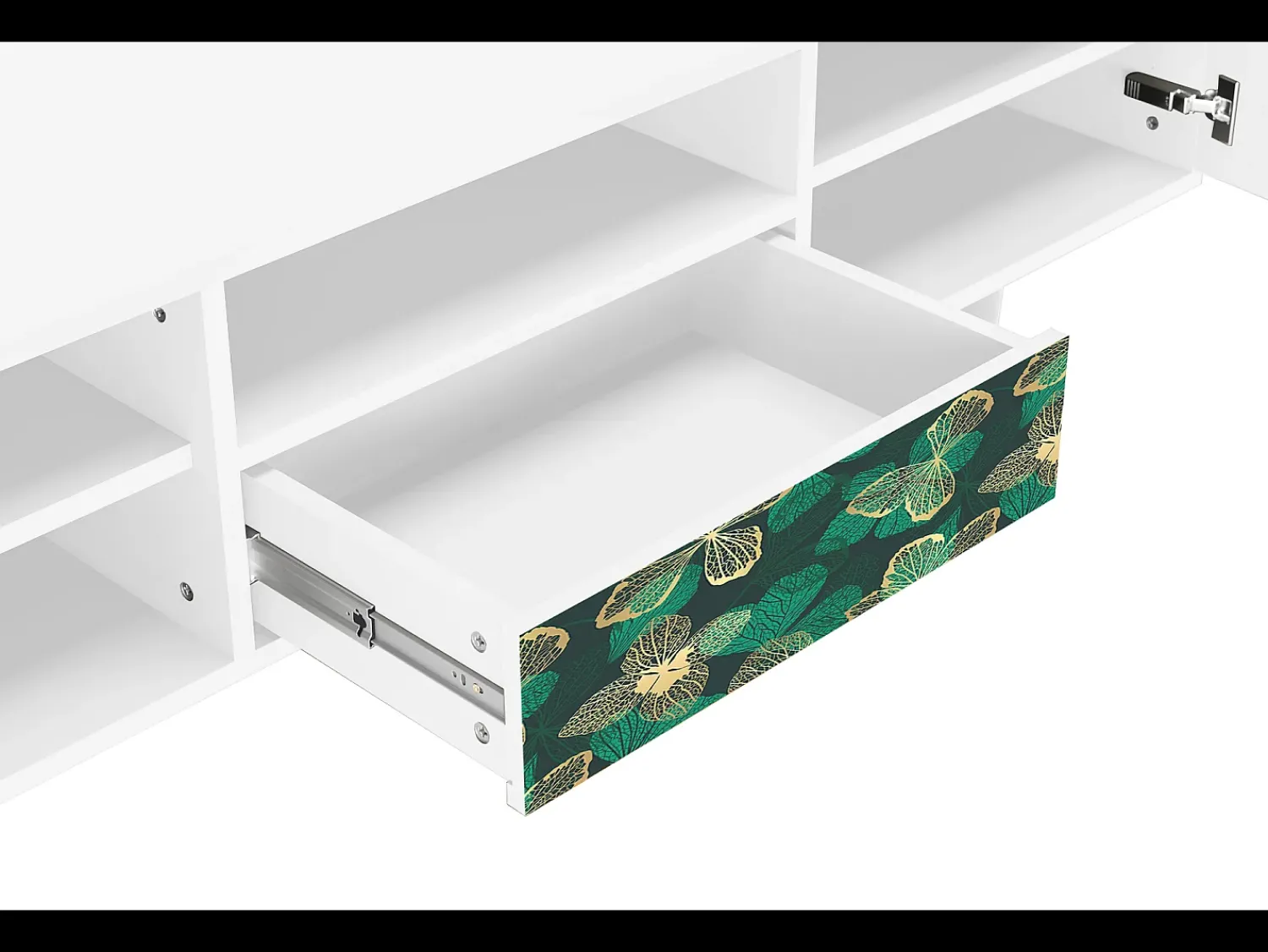 Móvel De Tv* Mueble de TV - 170х59х41 cm - T6 - Green Flower, Branco Bege