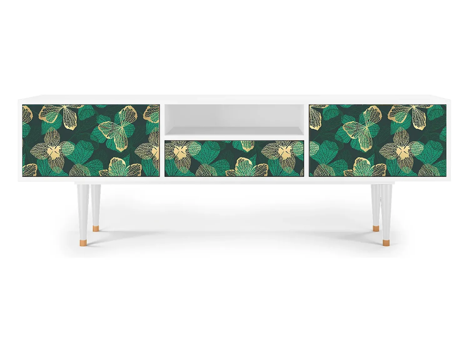 Móvel De Tv* Mueble de TV - 170х59х41 cm - T6 - Green Flower, Branco Bege