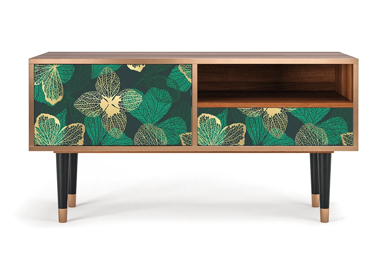 Móvel De Tv* Mueble de TV - 115х59х48 cm - T3 - Green Flower, Nogueira Castanho