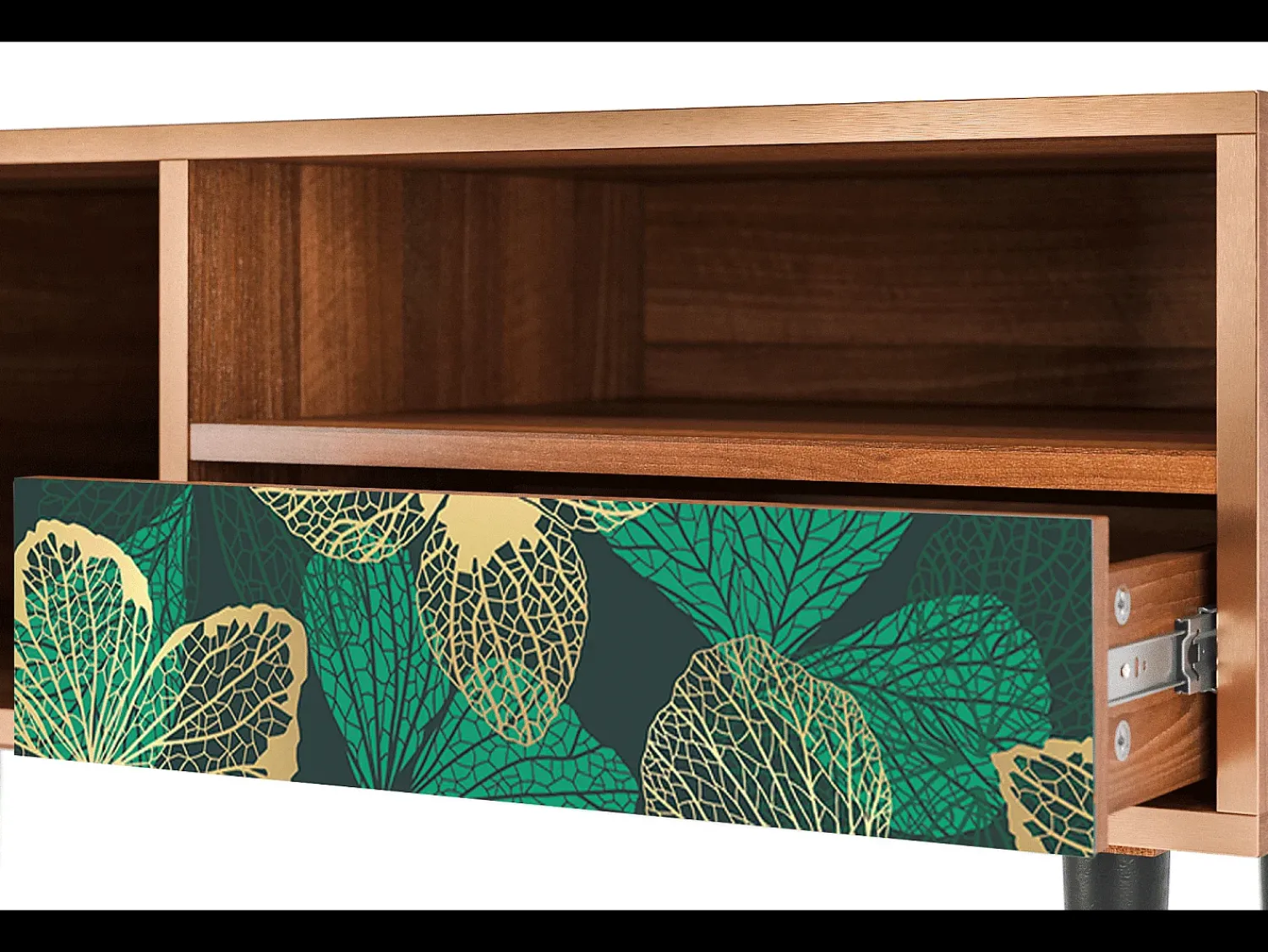 Móvel De Tv* Mueble de TV - 115х59х48 cm - T3 - Green Flower, Nogueira Castanho
