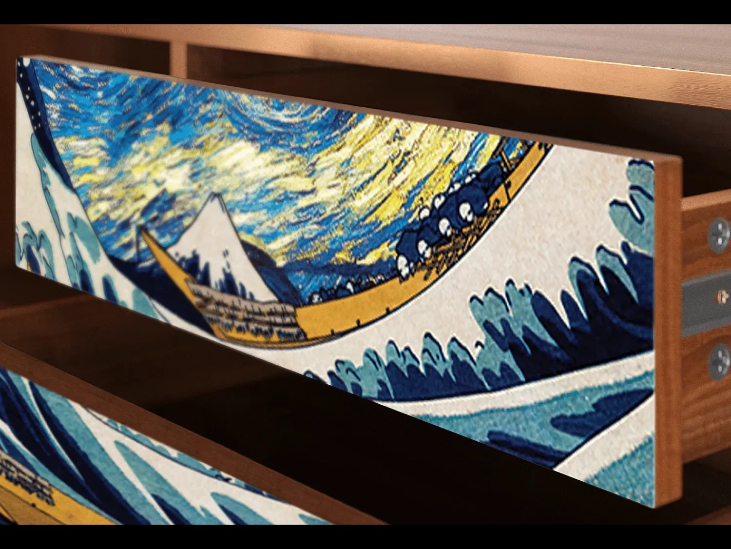 Móvel De Tv| Mueble de TV - 170х59х48 cm - T4 - Great Wave, Nogueira Castanho