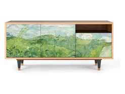 Móvel De Tv| Mueble de TV - 125х56х41 cm - T7 - Green Wheat Fields, Nogueira Castanho