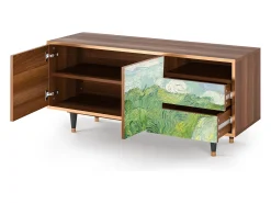 Móvel De Tv| Mueble de TV - 125х56х41 cm - T7 - Green Wheat Fields, Nogueira Castanho