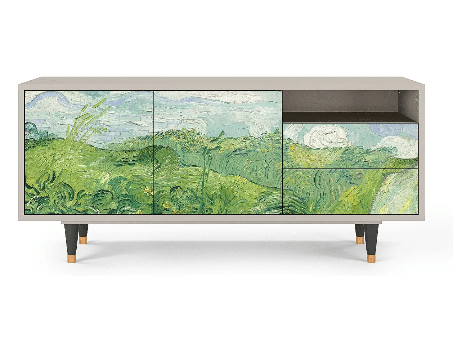 Móvel De Tv* Mueble de TV - 125х56х41 cm - T7 - Green Wheat Fields, Areia Bege