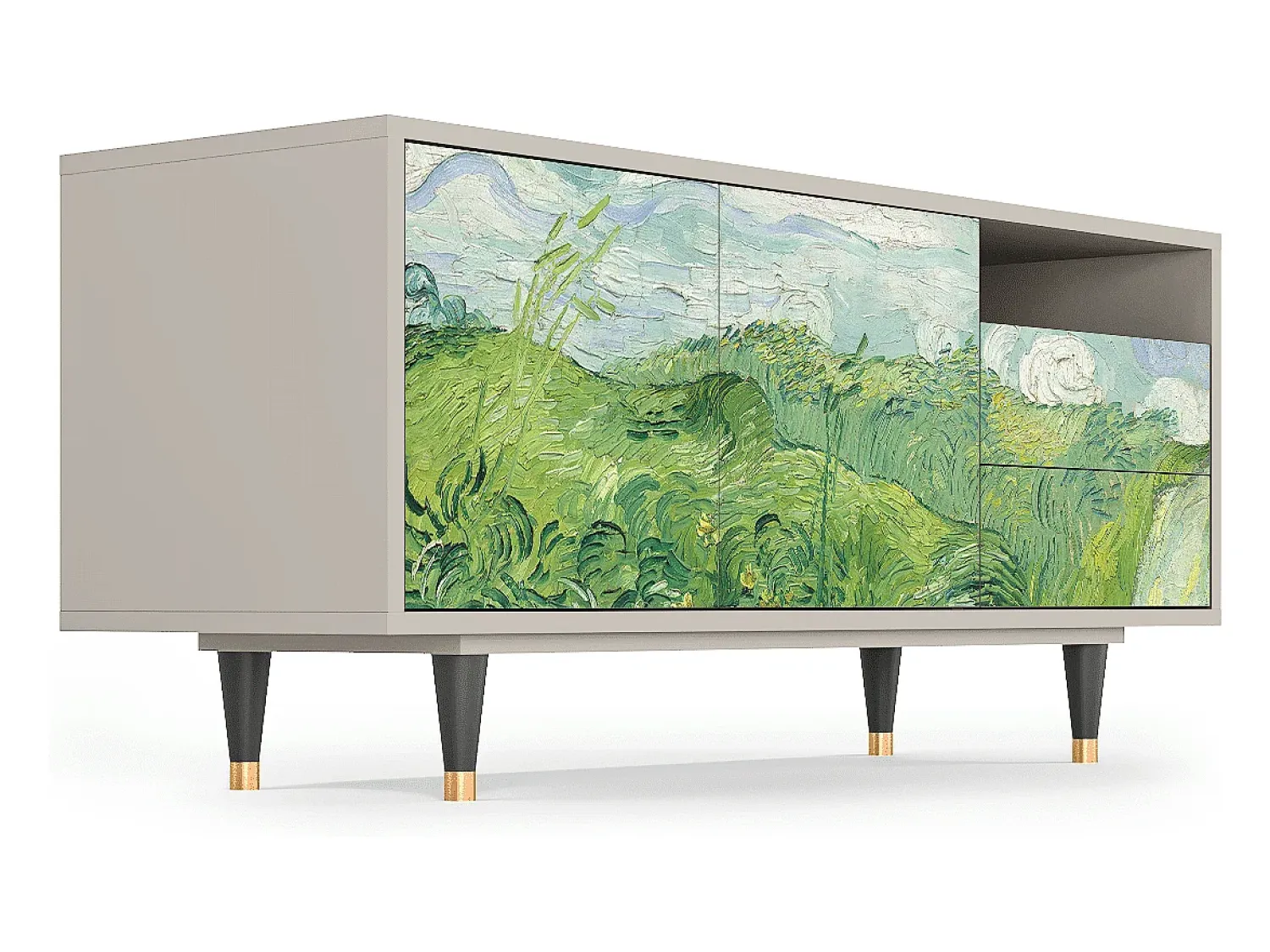 Móvel De Tv* Mueble de TV - 125х56х41 cm - T7 - Green Wheat Fields, Areia Bege