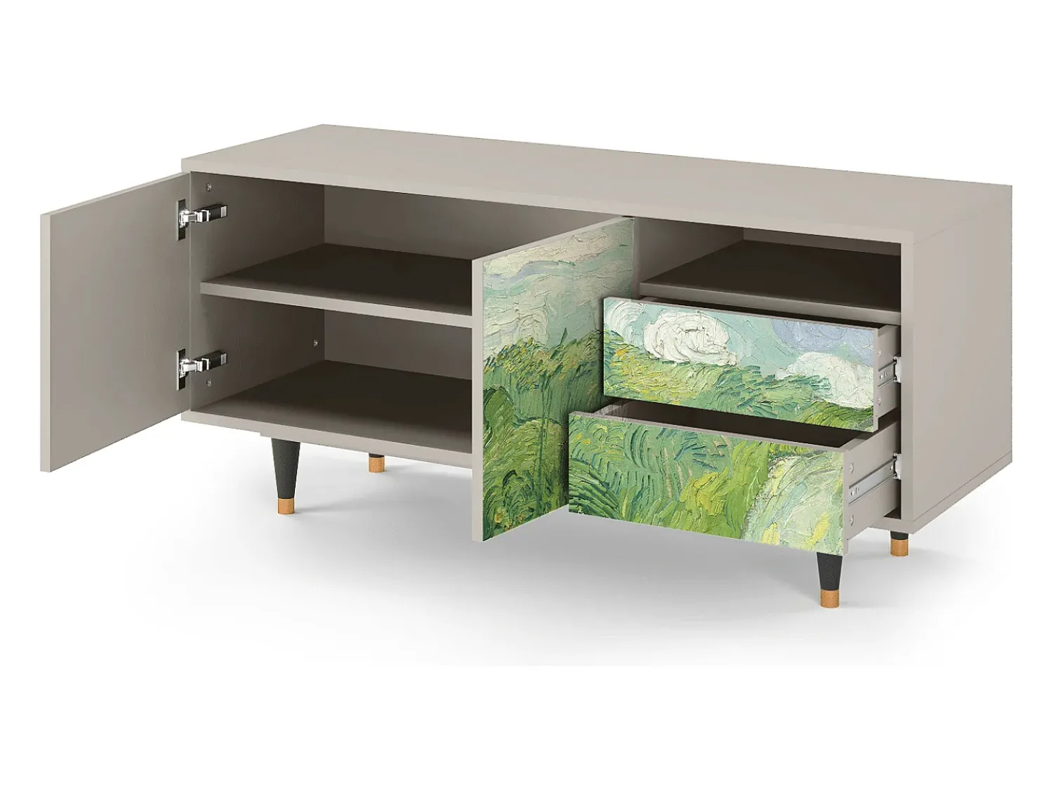 Móvel De Tv* Mueble de TV - 125х56х41 cm - T7 - Green Wheat Fields, Areia Bege