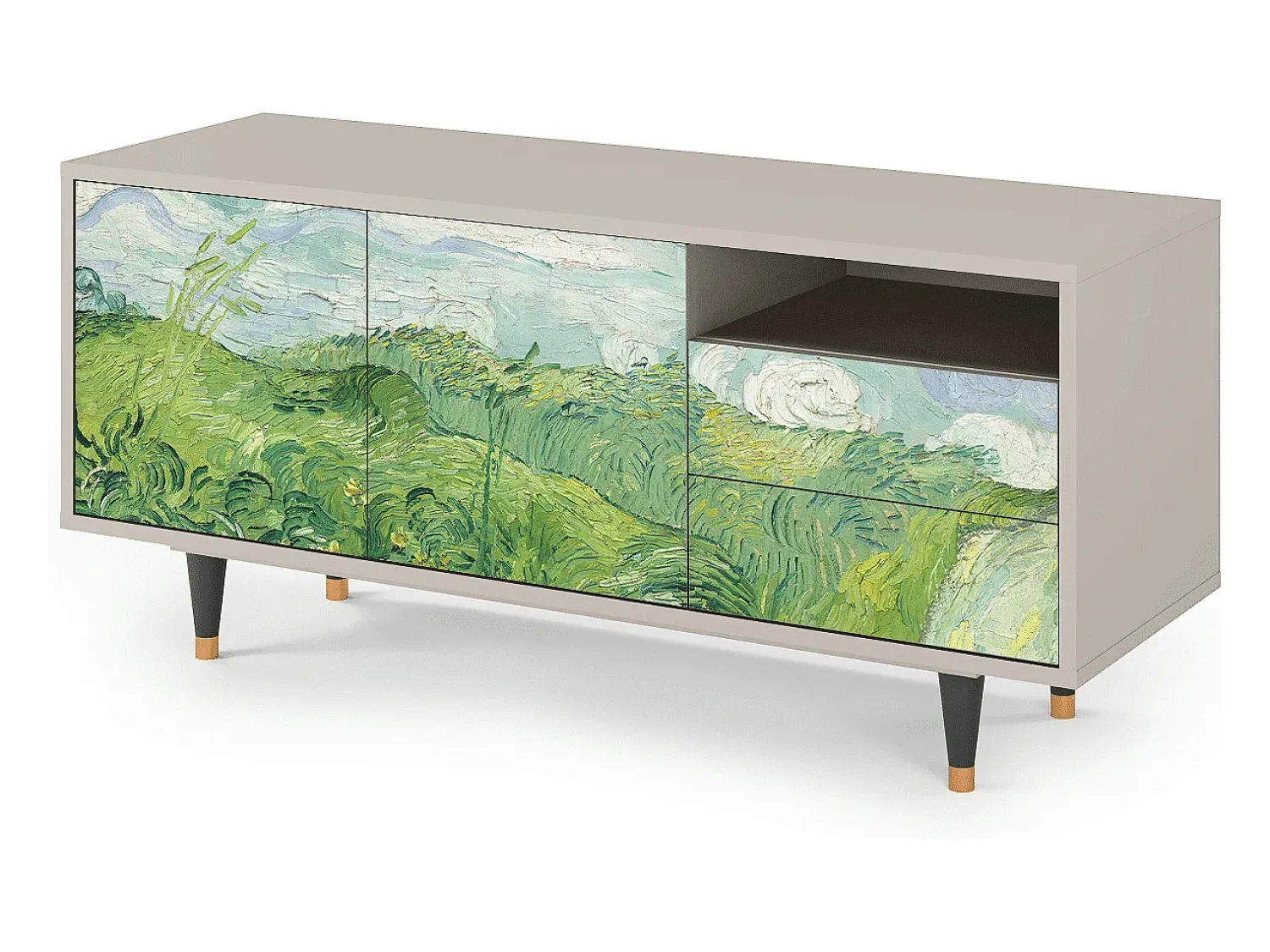 Móvel De Tv* Mueble de TV - 125х56х41 cm - T7 - Green Wheat Fields, Areia Bege