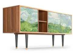 Móvel De Tv| Mueble de TV - 150х69х41 cm - T5 - Green Wheat Fields, Nogueira Castanho