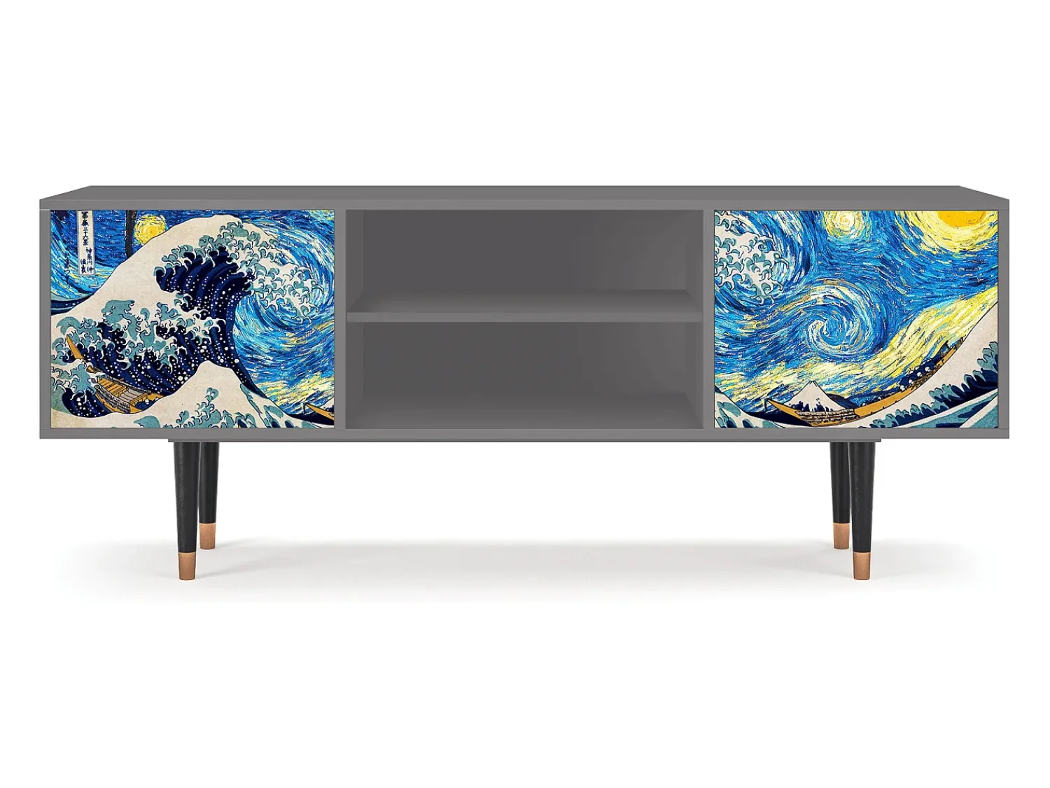 Móvel De Tv| Mueble de TV - 170х69х48 cm - T2 - Great Wave, Cinza Cinzento