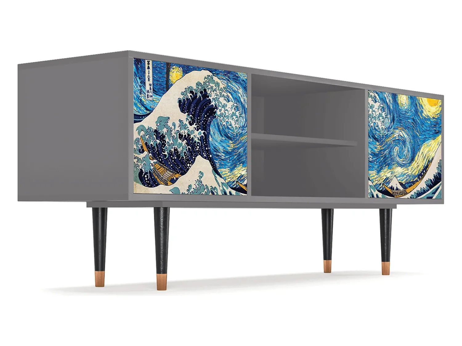 Móvel De Tv| Mueble de TV - 170х69х48 cm - T2 - Great Wave, Cinza Cinzento
