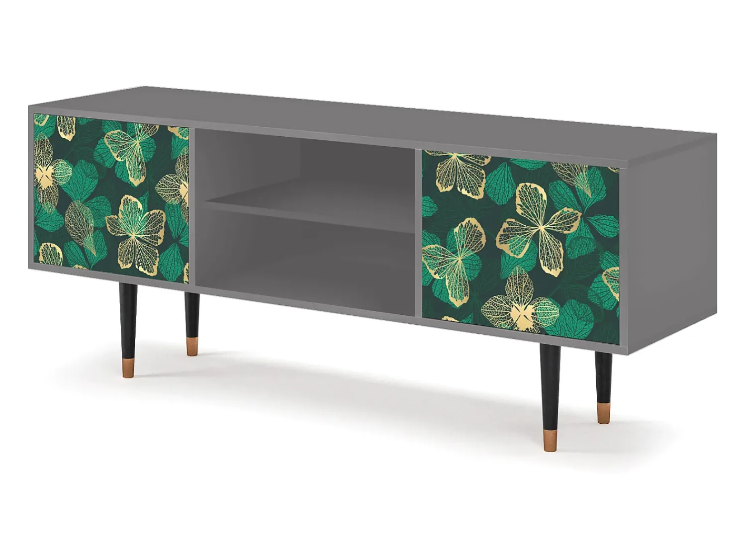 Discount Mueble de TV - 170х69х48 cm - T2 - Green Flower, Cinza Cinzento