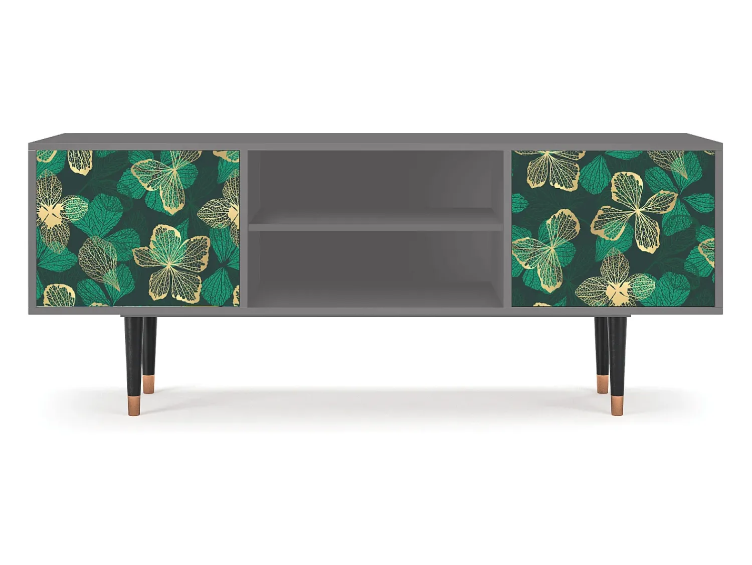 Discount Mueble de TV - 170х69х48 cm - T2 - Green Flower, Cinza Cinzento