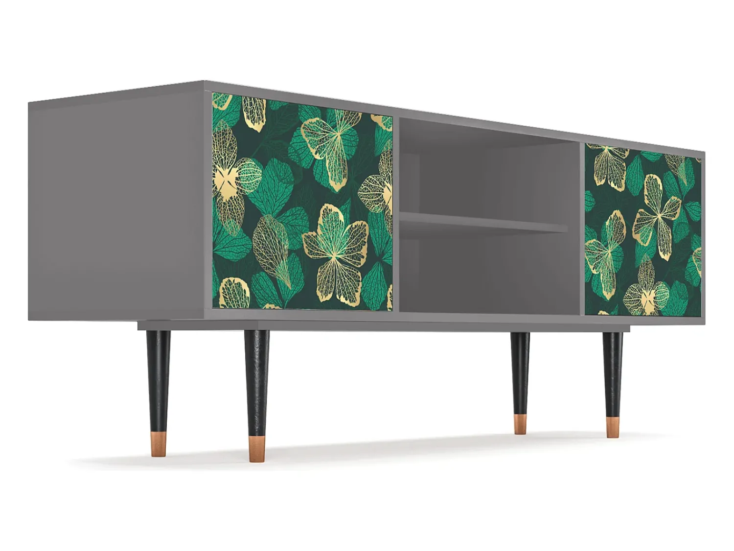 Discount Mueble de TV - 170х69х48 cm - T2 - Green Flower, Cinza Cinzento
