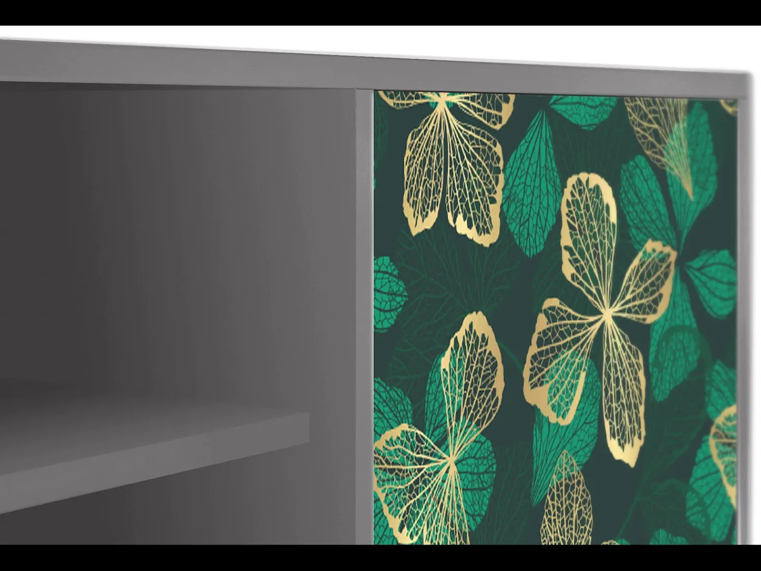 Discount Mueble de TV - 170х69х48 cm - T2 - Green Flower, Cinza Cinzento