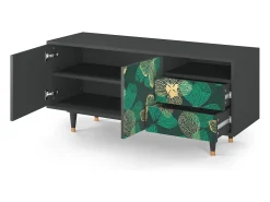 Outlet Mueble de TV - 125х56х41 cm - T7 - Green Flower, Antracite Cinza antracite