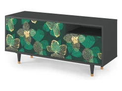 Outlet Mueble de TV - 125х56х41 cm - T7 - Green Flower, Antracite Cinza antracite
